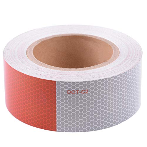 Brightplus High Intensity DOT-C2 Safety Tape Reflective Tape Auto Car Red and White Adhesive (2" x 75')