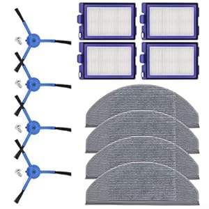 Für Eufy RoboVac X8 für Hybrid-Staubsauger-Komponen... 4 Seitenbürsten, 4 Filter, 4 Wischtücher für laufende Pflege