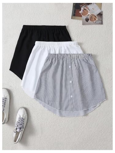 SweatyRocks Women's 3 Pack Skirts Striped Button Elastic High Waisted Short Skirts3
