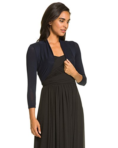 LE CHÂTEAU Sheer Knit Shrug,M,Navy