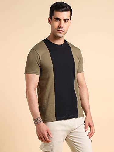 Image of Dennis Lingo Men's Cotton Slim Fit Solid Round Neck T-Shirt