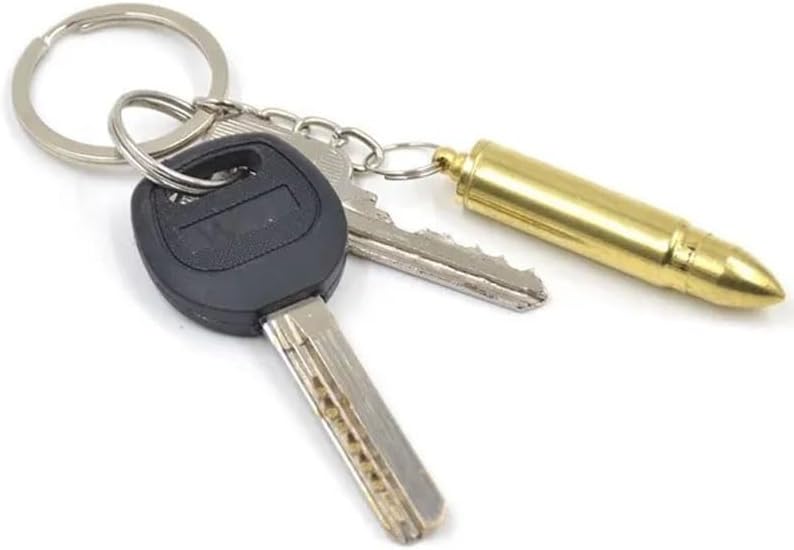 Miniatura 7 de Llavero de tabaco de bala falsa de 4 piezas, compartimento oculto, cuchara, almacenamiento secreto, Oro