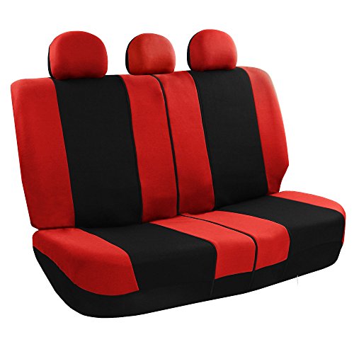 Image of FH Group Car Seat Covers Rear Set Cloth - Universal Fit Automotive Seat Covers, Low Back Front Seat Covers, Solid Back Seat Cover, Washable Car Seat Cover for SUV, Sedan and Van Red