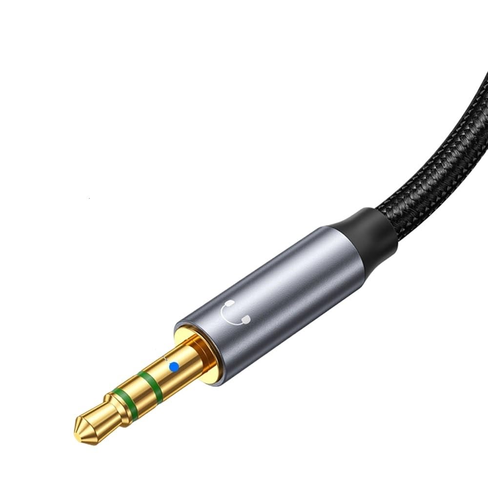 Mikrofon do słuchawek 3,5 mm adapter 2 w 1 kabel AUX słuchawki komputerowe kabel audio 2 w 1 (szary 35 cm)