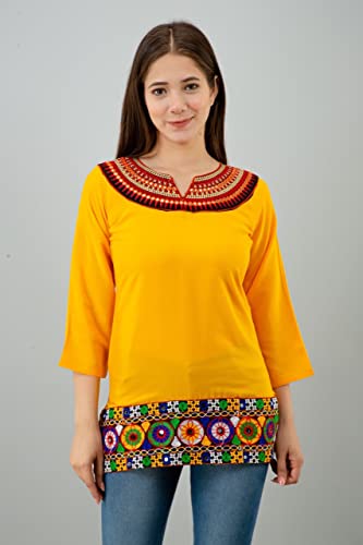 Image of Women's Rayon Embroidery Work Short Top | Short Kurti for Women | Embroidered Straight Rayon Kurta | Tunic Tops for Women