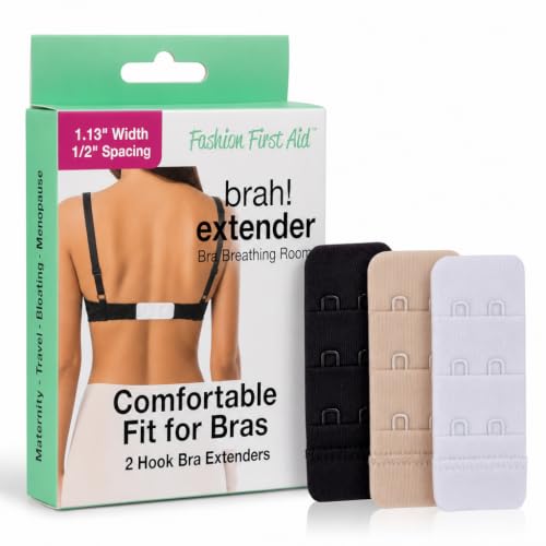 Image of Brah! Extender: 2 & 3 Hook Bra Extenders Strap, White /Beige /Black for Women | Hook-and-eye bra band expander & extension - all-day comfort soft microfiber fits 2 or 3 prong