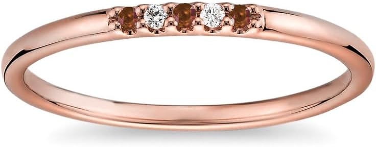 Alternate Garnet & White Diamond Five Stone Wedding Band For Women, 14k Gold Finish Garnet Anniversary Anniversary Band, Ladies Diamond Ring