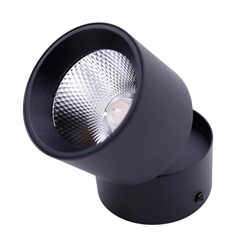 Kit 2 Spot Led Sobrepor Preto Redondo Luz Direcionável Bivolt 20w (Branco Quente)