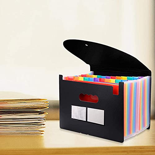 24 Pockets Expanding File Folder With Cover Accordian File Organizer Portable A4 Letter Size File Box,High Capacity Plastic Colored Paper Document Organizer Filing Folder Organizer（2 Pack） #TOP5
