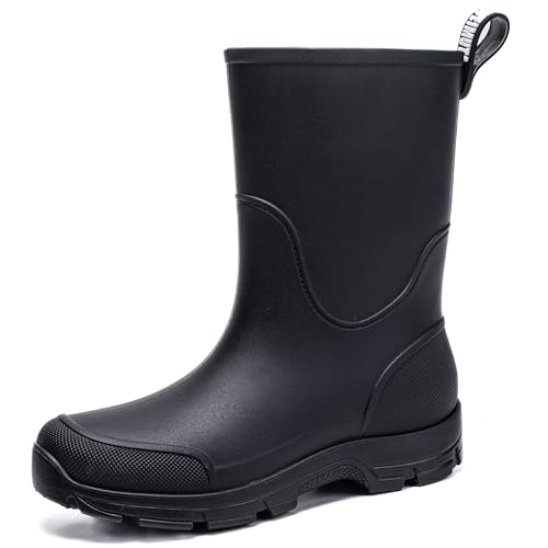 WOWSTICK Waterproof Rain Boots for Men and Women Lightweight Slip Resistant Fishing Deck Garden Mid-calf Outdoor Work Booties