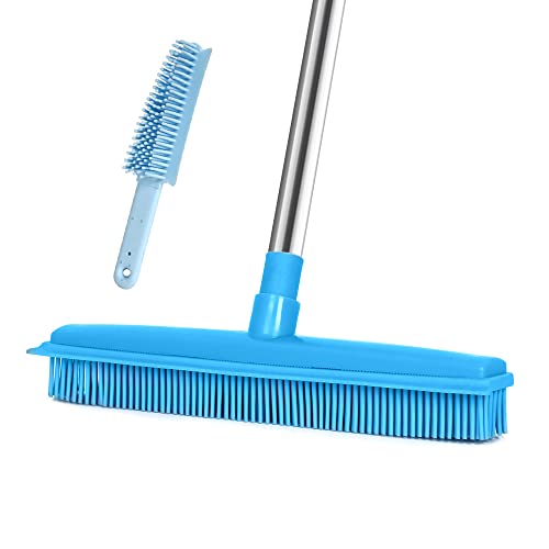 Landhope Escoba removedora de piel, escoba de goma con mango largo, cepillo de barrido de 50 pulgadas, alfombra limpia, ventanas, piso de madera, sofá, alfombras de baño, piso del coche, sin arañazos Cover