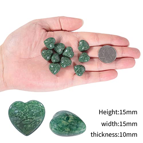 Nupuyai 12pcs African Green Jade Crystal Heart Love Palm Worry Stone for Chakra Healing Carved Stone for Home Decoration 1.5cm - Image 2