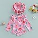 Baby Infant Girl Swimsuit One-Piece Long Sleeve Rash Guard Bathing Suit Swimwear with Sun Hat (Pink, 12-18 Months)