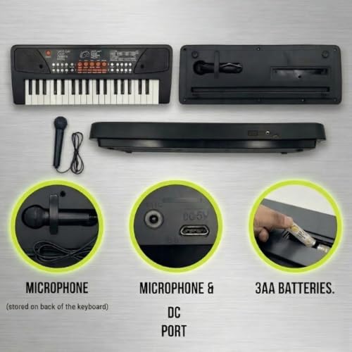 Image of Kids Piano Keyboard with Mic 37 Keys 8 Rhythms 8 Tones 6 Demos Portable Electronic Keyboard Toy Beginners Educational Songs Recording Musical Toys 2 3 4 5 Years Boys Girls