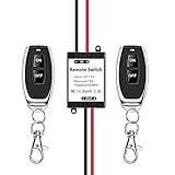 12v Wireless Remote Control Switch, 433MHz RF Remote Switch with 2 Key Fobs for LED Lights, RV Fan, DIY Projects