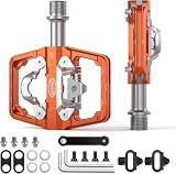 Pedales para Bicicleta de montaña compatibles con calas Shimano SPD - Pedales de Doble Cara Plataforma y automáticos, MTB (Naranja)