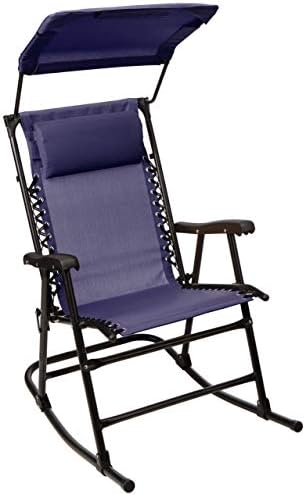 Amazon Basics Foldable Rocking Chair with Canopy – Blue