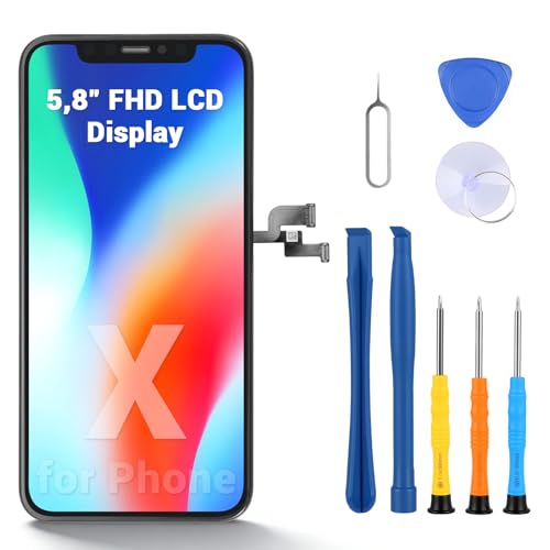 Wvoillty Display für iPhone X 5 8 Zoll LCD FHD Ersatzbildschirm mit Touchscreen Digitizer Rahmen & Reparaturset Komplettset für Display Austausch