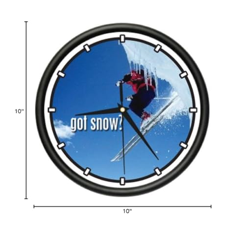 Reloj de Pared Analógico SignMission Snow Skiing 10 in miniatura 2