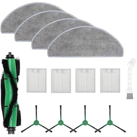 VIEWALL Replacement Accessories Parts for iRobot Combo Essential Y Series (Y0140 Y0110 Y0540) Robot Vacuum, 1 Multi-Surface Rubber Brush 4 Filters 4 Side Brushes 4 Mop Clothes Cover