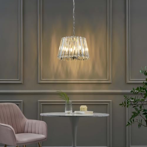 KOSILUM - Suspension trapèze pampille de cristal transparent - Oristano - Lumière Blanc Chaud...