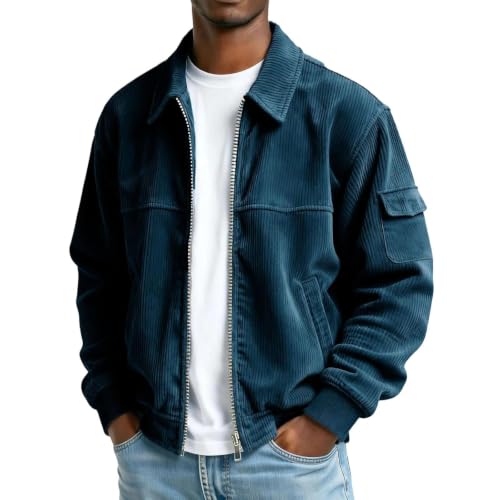 Mens Shirt Jacket Corduroy Long Sleeve Button Down Shirt with Pockets - image 1
