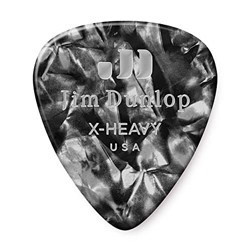 Jim Dunlop 483P02XH Guitar Pick Player Pack - Black Pearl (Pack of 12), Black Pearloid, Ex Heavy