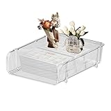 A4 Dokumentenablage – transparente und stapelbare Schreibtisch-Aufbewahrungsbox | Dokumenten- und Briefkorb – für Zuhause, Schule, Studentenwohnheim, Wohnung, Arbeitsplan