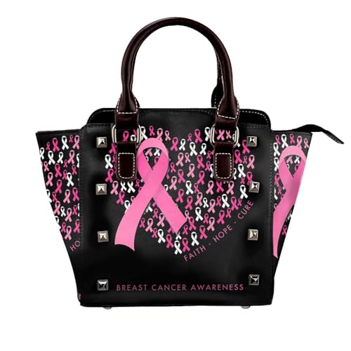 DWomen's Pu Leather Handbag Rivet Shoulder Bag Fashion Studded Top Handle Satchel Crossbody Tote Bag Punk Bag Purse