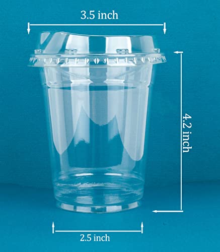Image of Golden Apple Cup series, 12oz 50sets Clear Plastic cups with Sip lids (Strawless) 50Cups+50Lids, BPA Free