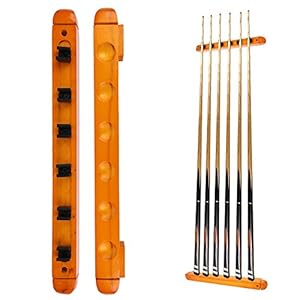 HOHXFYP Wandmontierter Pool Stick Halter, Vintage Holz Pool Queue Rack, H?ngendes Billard Snooker Zubeh?r Aufbewahrungsregal f¨¹r 6 Queues