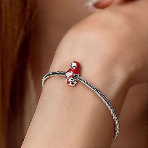Image of GNOCE Embraces Heart Gemstone Bead Charms 925 Sterling Silver Rabbit Horse Triceratops Snake Monkey Cat Platypus Sloth Bear Pig Yak Ghost Matryoshka Doll Jewelry Gift for Women