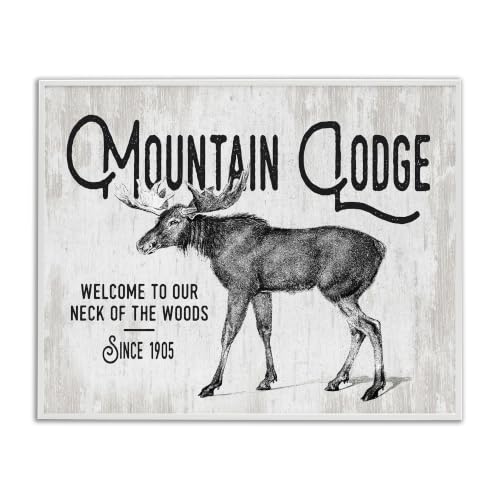 Rustic Mountain Lodge Moose Cabin, 16 x 20 Inch Framed Giclée Print