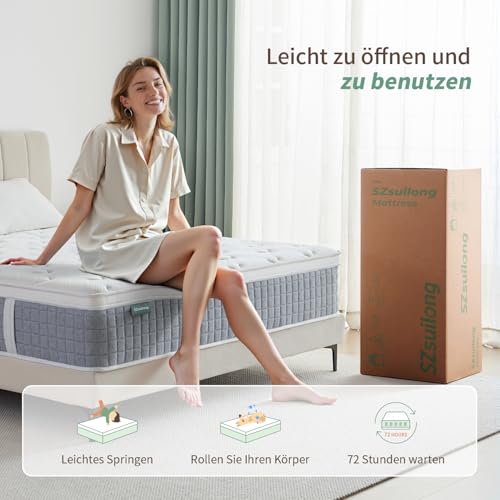 SZsuilong Matratze 90x200x24 H3 7-Zonen Federkernmatratze mit Schaumstoff Orthopädische Taschenfederkernmatratze Öko-Tex Zertifiziert – Bild 7