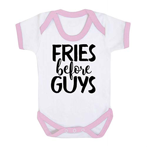 Patatas fritas Before Guys Funny Food Statement Baby Grow contraste Trim Chaleco, 6-12 meses, color rosa pastel