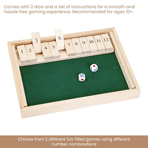 image for Bits and Pieces - Large Shut The Box Game - 3-in-1 Board Game - 12 Dic