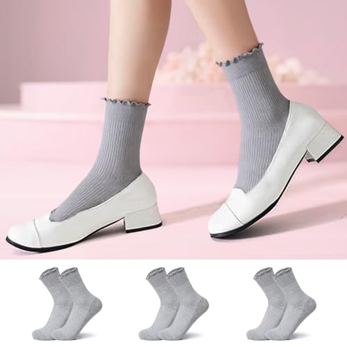 Women's Crew Socks Ruffle Turn-Cuff and Cute Ruffle Ankle Socks Soft Breathable Stretch for Casual Available in 1 2 3 Pairs