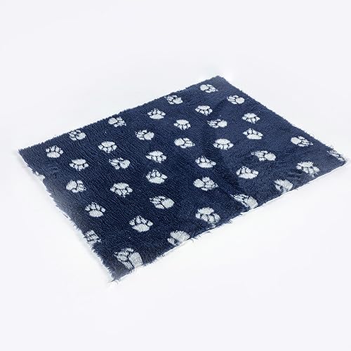 Danish Design Medium Dog/Cat Non Stick Rectangular Navy Paw Print Fleece 75 cmx50 cm, 75 x 50 x 1 cm (L x W x H) - Image 2