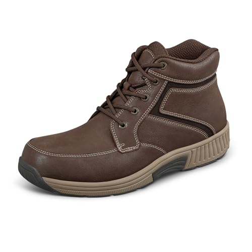 Orthofeet Men's Orthopedic Dark Brown Leather Highline Lace-Up Boots, Size 9.5 Wide