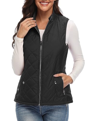 Xeoxarel Women's Quilted Vest with 4 Pockets, Puffer Padded Gilet (Available in Inner Pockets)