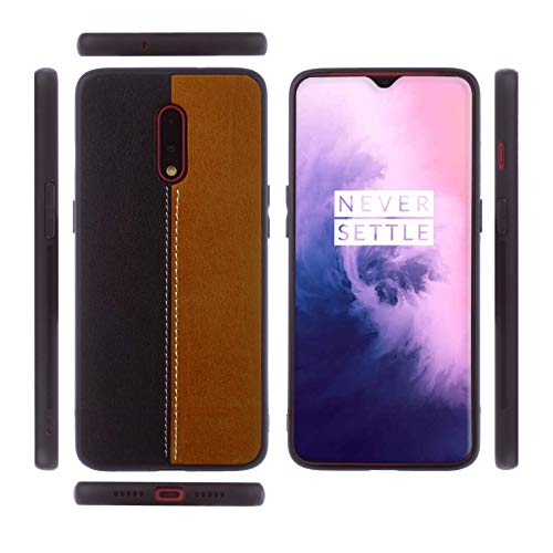 Lilware Bicolor PU Leather Phone Case for OnePlus 7. Brown/Black - Image 2