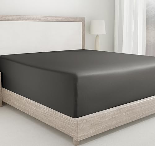 California Design Den Deep Pocket Fitted Sheet Only, Soft 400 Thread Count 100% Cotton King Sheet, No Pop-Off Elastic, Durable Sateen Weave (Grey)