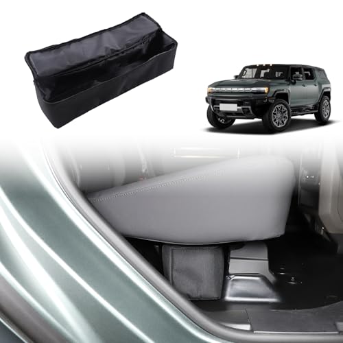 1 Pack Under Seat Storage Box Organizer Fits 2024 and up Compatible with Hummer EV SUV, Under Seat Storage Box Car Organizer for Hummer EV SUV, with Zipped Lid, 2 Side Handles, Black