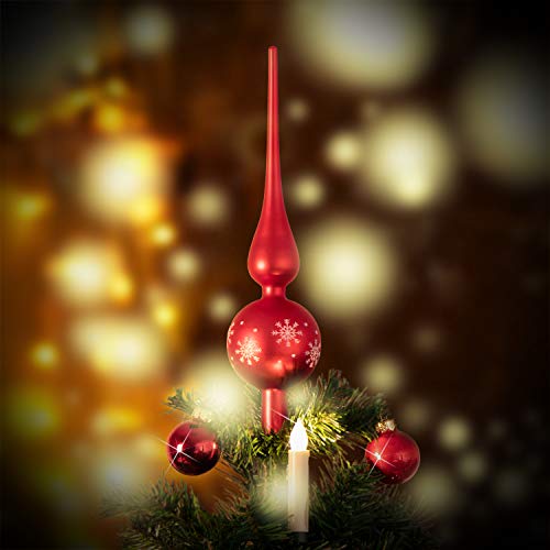 com-four® Weihnachtsbaumspitze matt, Christbaumspitze aus echtem Glas – Ansicht 2