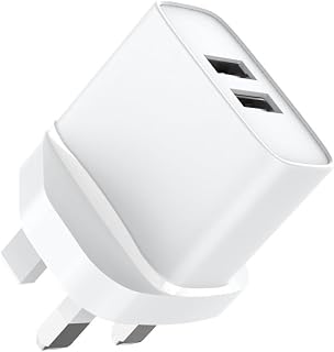 Jaym - Cargador de corriente doble USB-a 12 W, 2,4 A, color blanco
