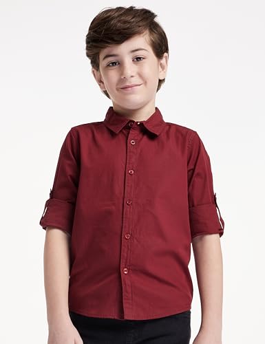 Image of Amazon Brand - Symbol Boys 100% Cotton Solid Casual Shirt | Full Sleeves | Regular Fit | Age 2-14 Years