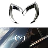 1 Pc Metal Evil 'M' Rear Trunk Badge Decal Emblem Glossy, Rear Trunk Evil M Emblem Logo Decor Badge Decal, Compatible with Mazda 3 6 CX MX Miata (Sliver)
