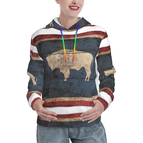 Sweat-shirt Wyoming pour femmes avec poche kangourou et capuche ajustable