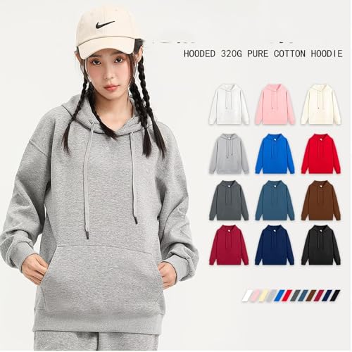 Men's Lightweight Loose Solid Hoodie Cotton Pullover Women's Casual Long Sleeve Sweatshirt Autumn Basic Tops4