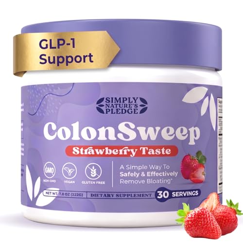 ColonSweep Strawberry Psyllium Husk Powder – GLP-1 Support for Appetite Control, Gut Health & Bloating Relief – Probiotic Fiber Colon Cleanse Detox – Vegan, Gluten-Free – 30 Servings